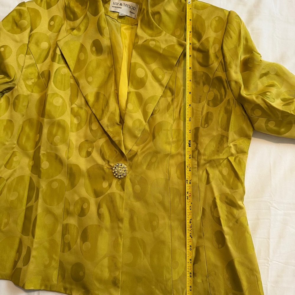 Lily & Taylor Vintage 3 Piece Suit Set Green Size 12 Jacket Skirt Tank Top - Picture 14 of 16